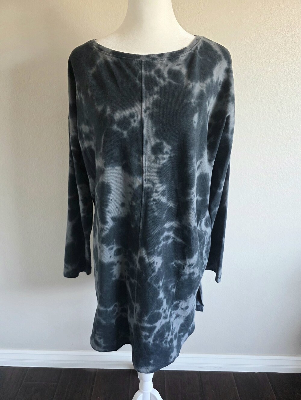 J. Jill Pure Jill Cloud Tie-Dyed Knit Dress Gray 100% Cotton Size L Pockets